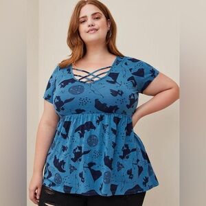 Torrid Blue Short Sleeve Tee with Brave Print